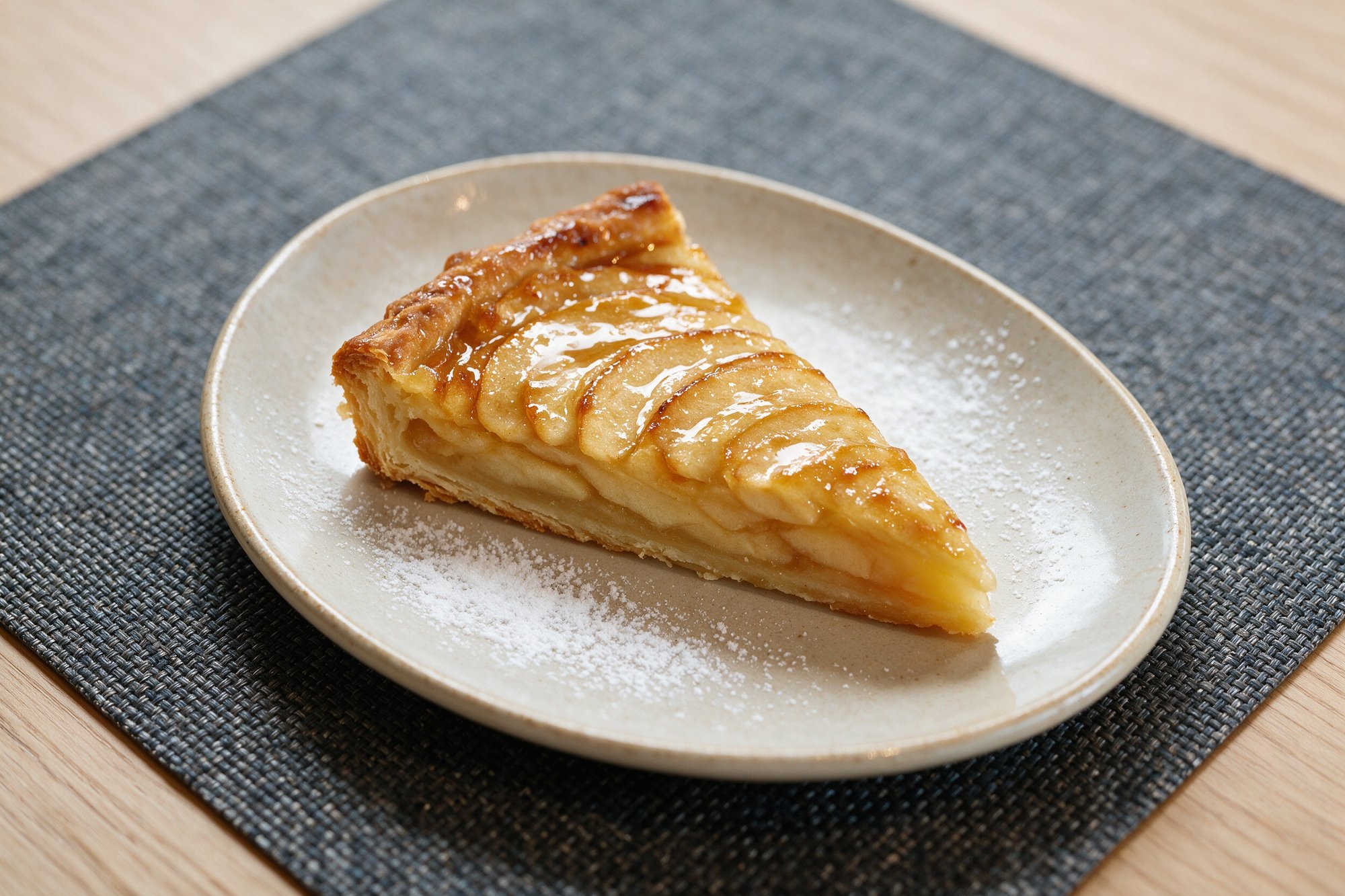 Tarta de manzana casera con láminas de manzana y brillo de albaricoque